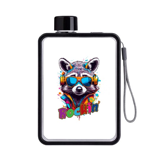Rockin Raccoon Flat Water Bottles