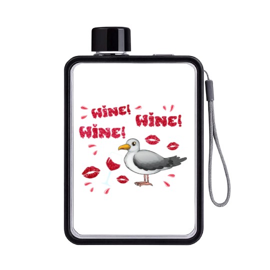 Wine Seagull Bird Lover Shorebird Seagulls Flat Water Bottles