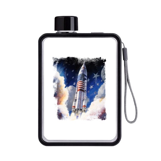 Patriotic Starship US Astronauts Stars and Stripes Flat Water Bottles