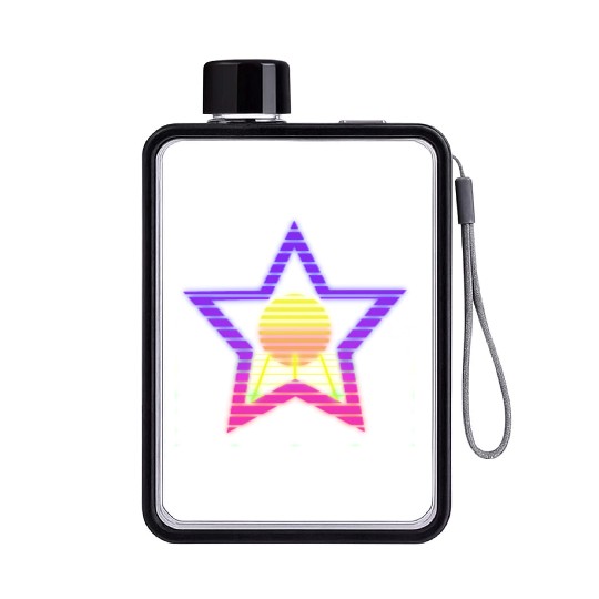 star neon vintage retro style 90s. Flat Water Bottles