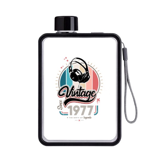 Vintage since 1977 headphones Flat Water Bottles