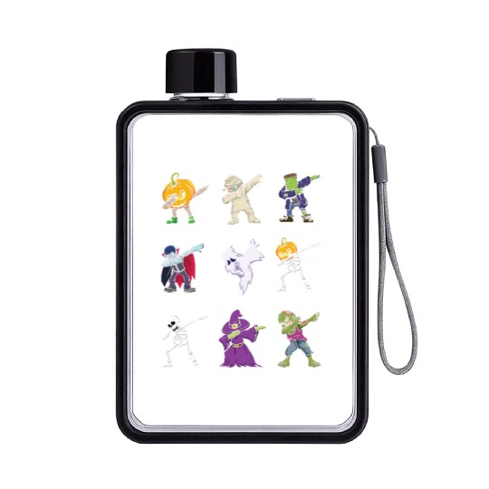 Dabbing Halloween Characters Lazy Creepy Halloween Flat Water Bottles