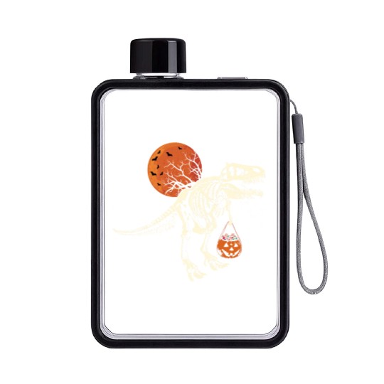 Dinosaur Skeleton Pumpkin Lazy Creepy Halloween Flat Water Bottles