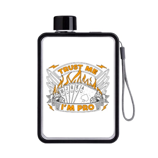Classic Blackjack Trust Me I'm Pro Loves Card Game Flat Water Bottles