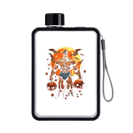 Scary Beast Creepy Swole Halloween Gym Gains Flat Water Bottles