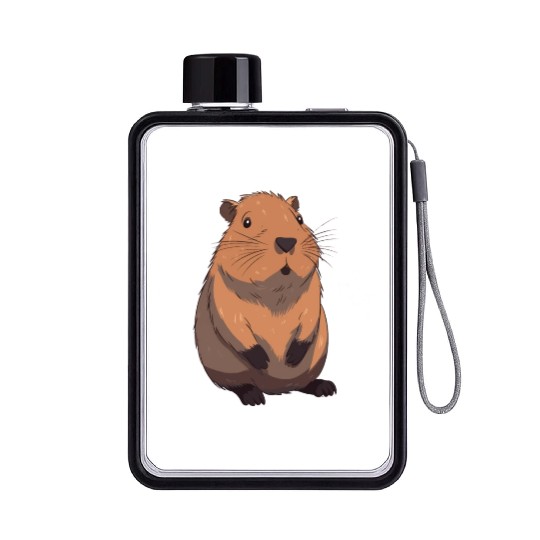 Capybara In Nature Flat Water Bottles