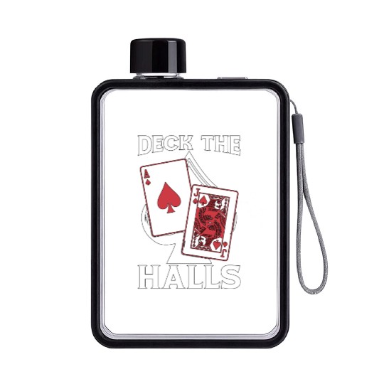 Classic Blackjack Deck The Halls Casino Gambling Flat Water Bottles