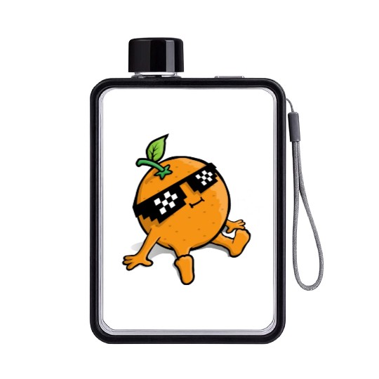 Cool Relaxing Orange Fruit Pixel Sunglasses Face Flat Water Bottles