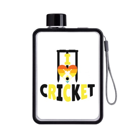 I Love Cricket Flat Water Bottles