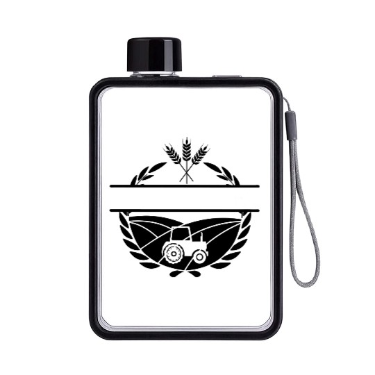 Agriculture text grain tractor Flat Water Bottles