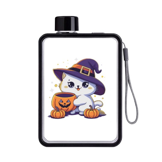 Cute Cat Halloween 3 Flat Water Bottles