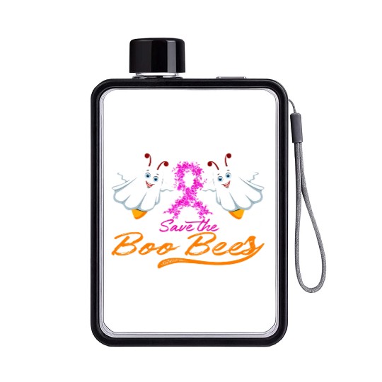 Fun Boobs Save The Boo Bees Breast Cancer Flat Water Bottles