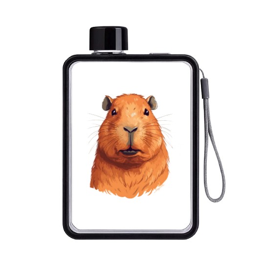 Capybara In Nature Flat Water Bottles