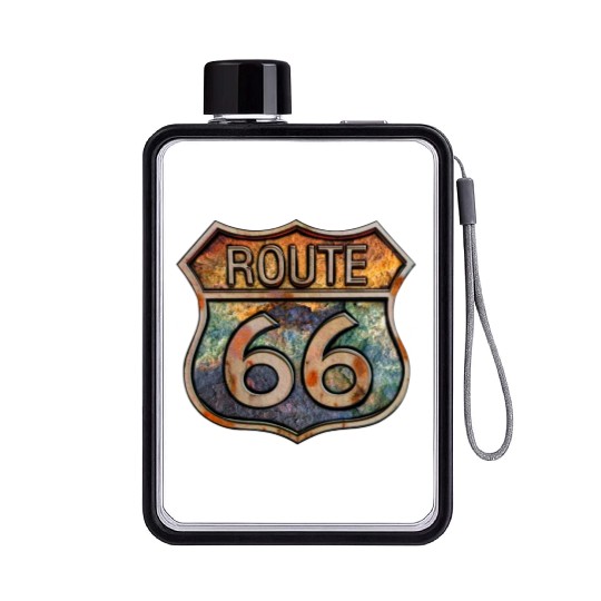 Route 66 vintage sign - Dingy metal sign 2 Flat Water Bottles