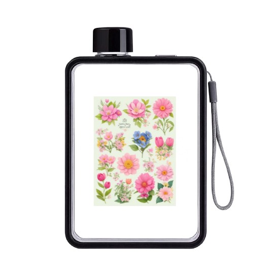 Tangerine and Coral Spring Flowers Flat Water Bottles