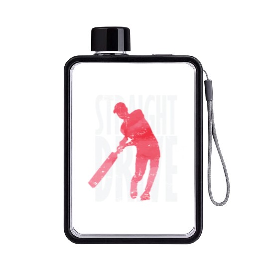 Straight Drive Cricket Flat Water Bottles