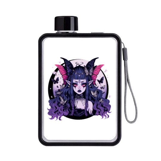 Gothic Dark Fairy Flat Water Bottles
