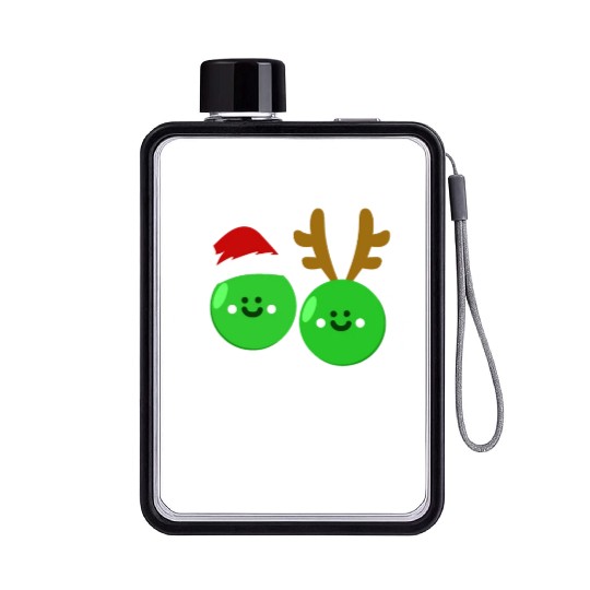 Hap-Pea Christmas Funny Vegetable Vegan Food Pun Flat Water Bottles
