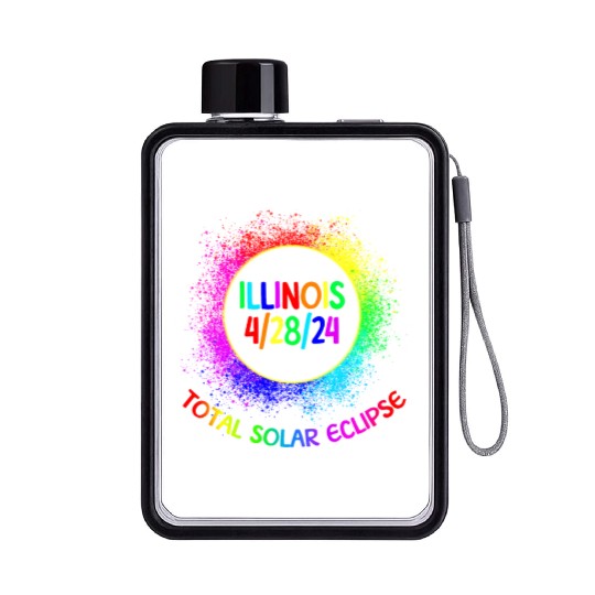 Total Solar Eclipse Illinois 4/28/24 Kids Eclipsef Flat Water Bottles