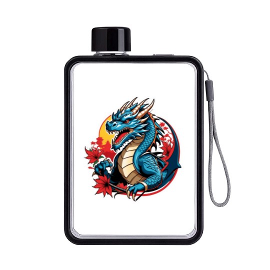 BLUE DRAGON ANGRY Flat Water Bottles