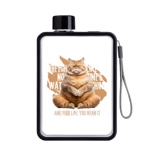 Stretch and Purr: Cat Ready for Exercise Flat Water Bottles