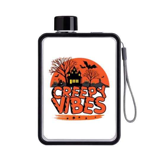 Black Cat Night Creepy Vibes Flat Water Bottles