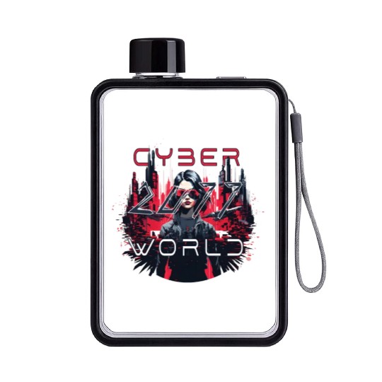 cyberpunk world Flat Water Bottles