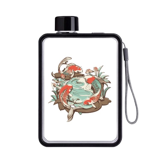Tranquil Oasis: Koi Pond Serenity Flat Water Bottles