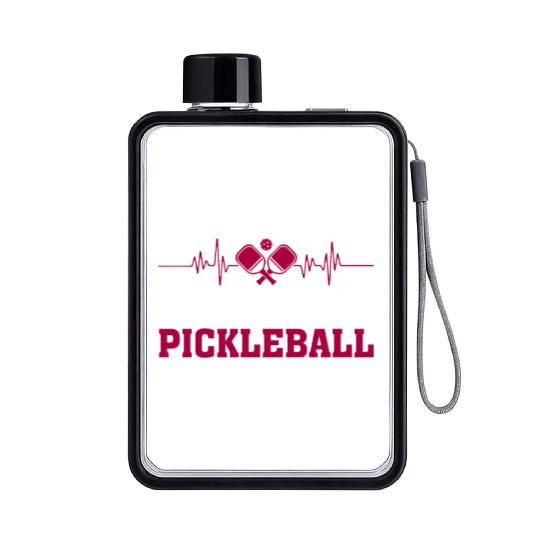 I Love Pickleball Funny Pickle Ball Flat Water Bottles for Player