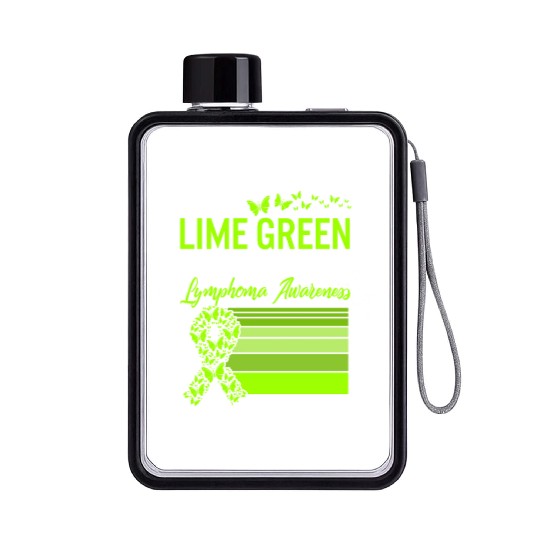 Lymphoma Warrior Flat Water Bottles, I Wear Lime Green For My