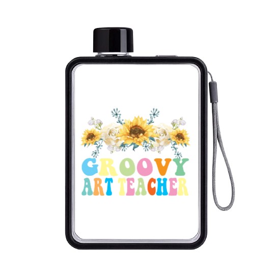 Groovy Art Teacher Flower Gift Flat Water Bottles