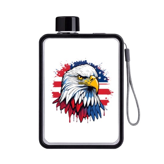 American flag and majestic eagle Flat Water Bottles