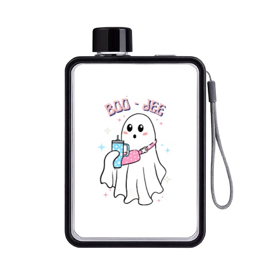 BOO-JEE Spooky Cute Ghost Halloween Costume Design Flat Water Bottles