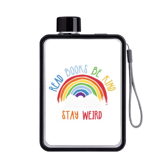 Read Books Be Kind Stay Weird Reading Flat Water Bottles