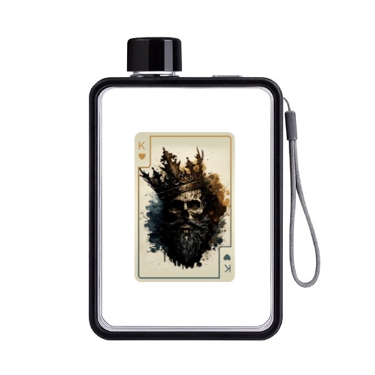 King of Hearts Creepy Card Game Poker Flat Water Bottles