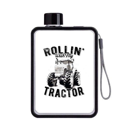 Rollin' With My Tractor Farmer Gift Agriculture Flat Water Bottles