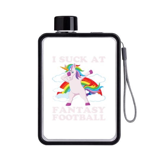 I suck at fantasy football dabbing unicorn funny Flat Water Bottles