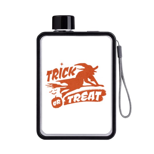 Trick or Treat Orange Witch Halloween Flat Water Bottles