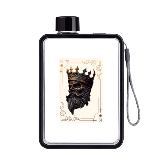 Creepy Card Game King Spades Poker Nightmare Flat Water Bottles