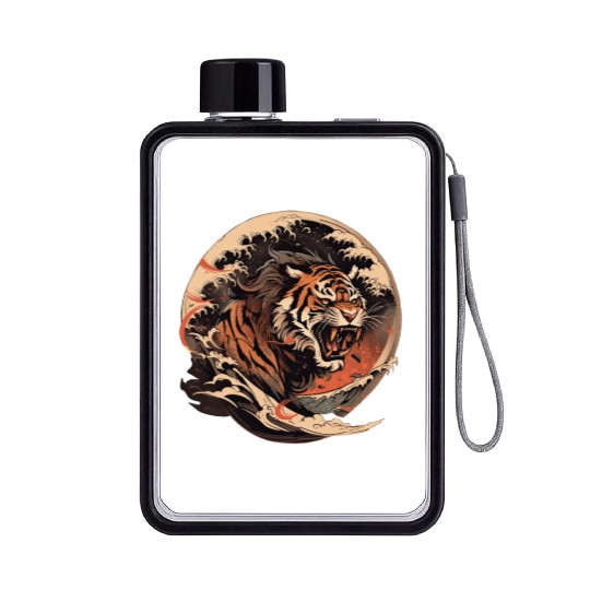 Tokyo Asia 80s Japanese Retro Tiger Flat Water Bottles