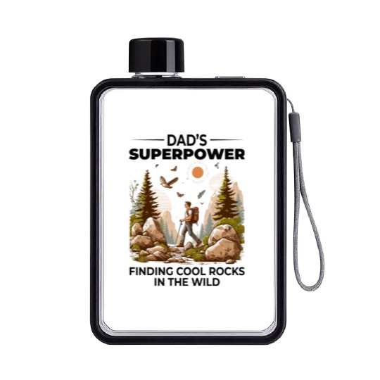 Rock Collecting Dad Nature Wilderness Adventure Flat Water Bottles