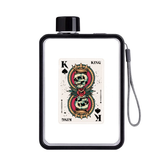 King on Spades Horror Halloween Card Game Creepy Flat Water Bottles