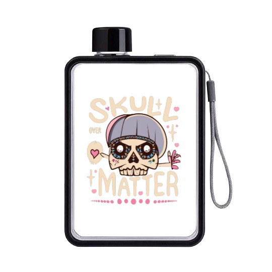 Totenkopf Skull Skulls Totenschädel Spruch Flat Water Bottles