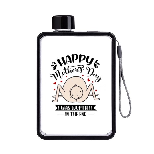 Rude and Funny Mothers Day for mum Flat Water Bottles