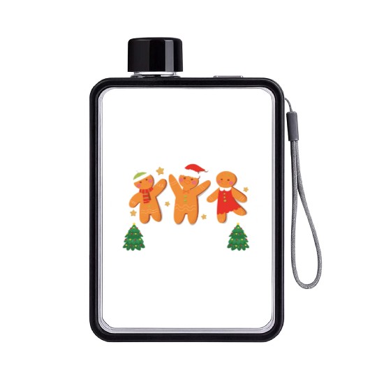Christmas Teacher Cute Gingerbread Cookies Flat Water Bottles