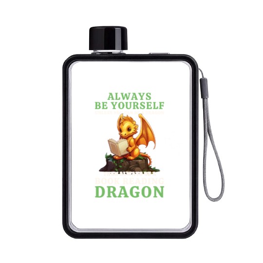 "Always Be Yourself" - Book Reading Yellow Dragon Flat Water Bottles