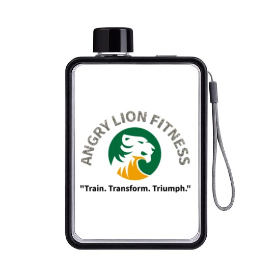 Angry lion motivate Flat Water Bottles
