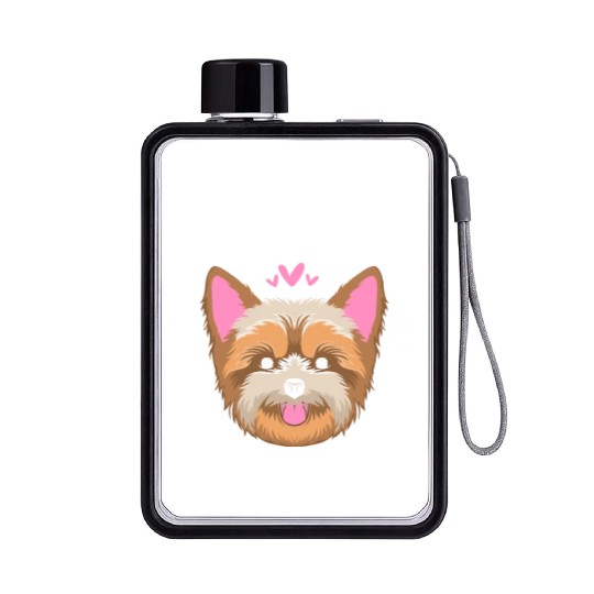 Love Is Yorkie Face Yorkshire Terrier Dog Flat Water Bottles
