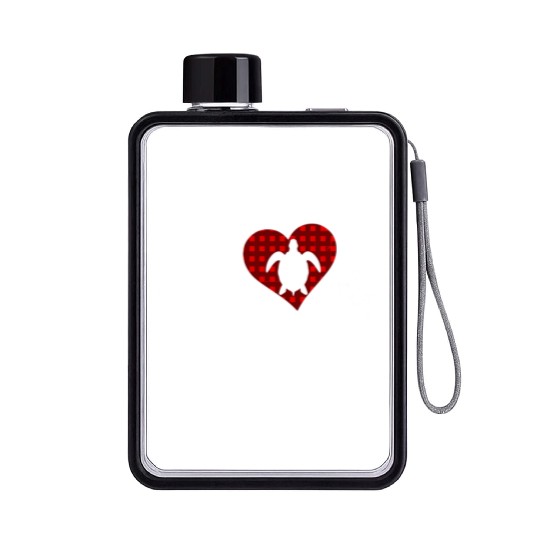 Sea Turtle Lover Buffalo Plaid Love Turtle Flat Water Bottles