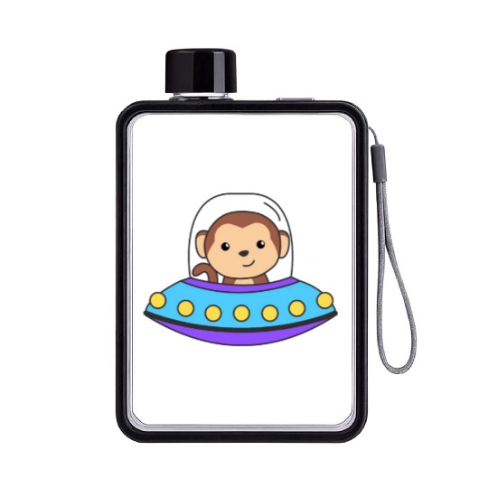 Monkey Ufo Space Universe Flat Water Bottles